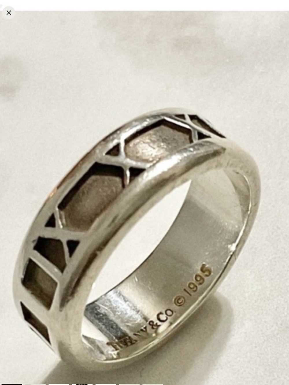 Tiffany & Co. Sterling Silver Atlas Band Ring Size 6.5